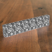 zwarte witte paisleypatronen naambordje (Zijkant)