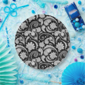  zwarte witte paisleypatronen papieren bordje (Feest)