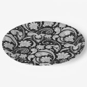  zwarte witte paisleypatronen papieren bordje (Gekanteld)