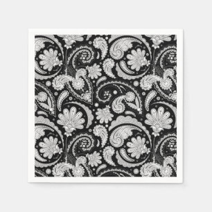 zwarte witte paisleypatronen servet