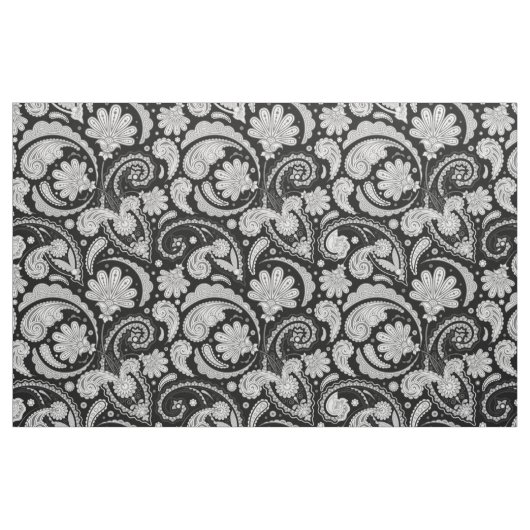 zwarte witte paisleypatronen stof (Fat Quarter)