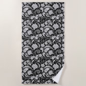  zwarte witte paisleypatronen strandlaken (Voorkant)