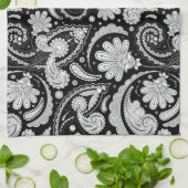 zwarte witte paisleypatronen theedoek (Gevouwen)