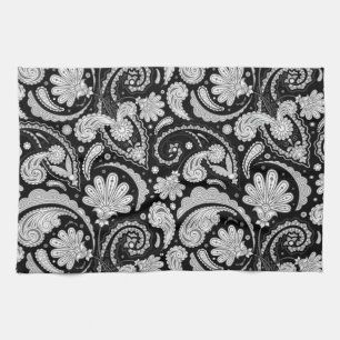  zwarte witte paisleypatronen theedoek