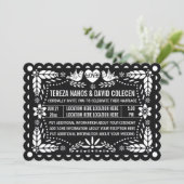 Zwarte witte papel picado, liefhebzucht van gevier kaart (Staand voorkant)