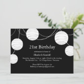 Zwarte & Witte Partij Lantern 21e verjaardag Uitno Kaart (Staand voorkant)