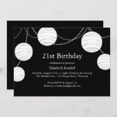 Zwarte & Witte Partij Lantern 21e verjaardag Uitno Kaart (Voorkant / Achterkant)