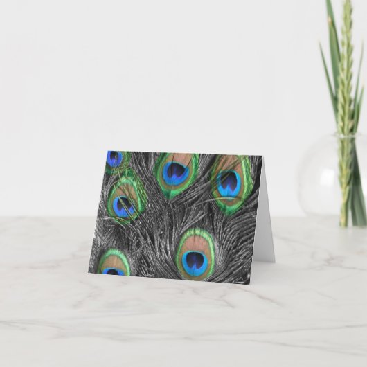Zwarte & Witte Peacock Feather Hartelijk dank Bedankkaart (Voorkant)