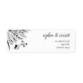 Zwarte witte pen Ink Butterfly Return Label