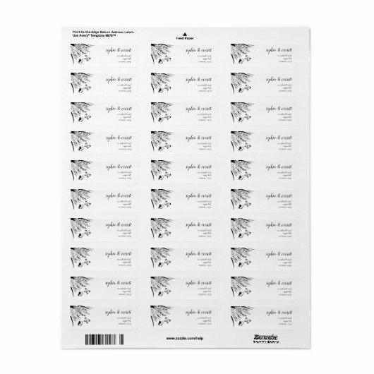Zwarte witte pen Ink Butterfly Return Label (Full Sheet)