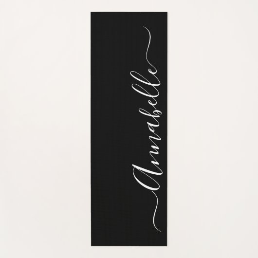 Zwarte & Witte Persoonlijke Naam Yoga Mat (Voorkant)