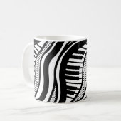 Zwarte witte piano Polka Waves Musical Koffiemok (Voorkant links)
