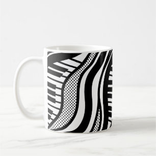 Zwarte witte piano Polka Waves Musical Koffiemok