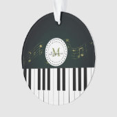  zwarte witte pianoketoestel Muzieknoten Ornament (voorkant)