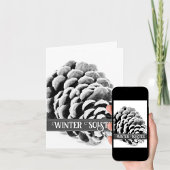 Zwarte Witte Pijnboomkegel Fijne Winterzonnewende Kaart