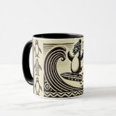 Zwarte witte pinguïn vangt een golf mok (Voorkant links)