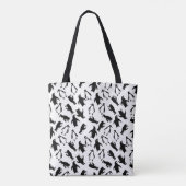 Zwarte witte pinguïnpatroon witte achtergrond tote bag (Achterkant)