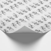 Zwarte witte pioen elegante floral waterverf art cadeaupapier (Hoek)