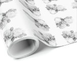 Zwarte witte pioen elegante floral waterverf art cadeaupapier<br><div class="desc">Klassieke elegante originele zwart-witte pioen waterverf schilderij.</div>