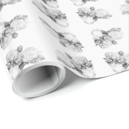 Zwarte witte pioen elegante floral waterverf art cadeaupapier