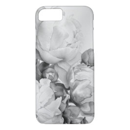 Zwarte witte pioen elegante floral waterverf art Case-Mate iPhone case