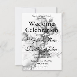 Zwarte witte pioen elegante floral waterverf art kaart