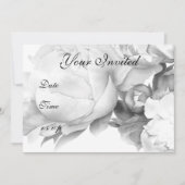 Zwarte witte pioen elegante floral waterverf art kaart (Voorkant)