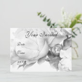 Zwarte witte pioen elegante floral waterverf art kaart (Staand voorkant)