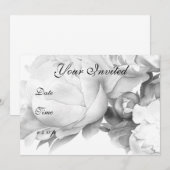 Zwarte witte pioen elegante floral waterverf art kaart (Voorkant / Achterkant)