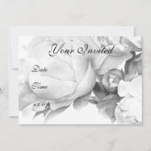 Zwarte witte pioen elegante floral waterverf art