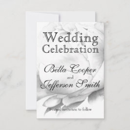 Zwarte witte pioen elegante floral waterverf art save the date