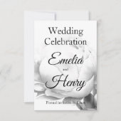 Zwarte witte pioen elegante floral waterverf art save the date (Voorkant)