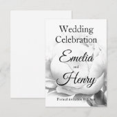 Zwarte witte pioen elegante floral waterverf art save the date (Voorkant / Achterkant)