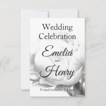 Zwarte witte pioen elegante floral waterverf art