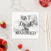 Zwarte witte pioen elegante floral waterverf art servet (Insitu)