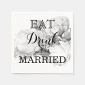 Zwarte witte pioen elegante floral waterverf art servet (Voorkant)