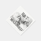 Zwarte witte pioen elegante floral waterverf art servet (Hoek)