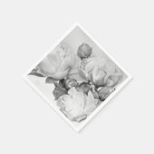 Zwarte witte pioen elegante floral waterverf art servet (Hoek)