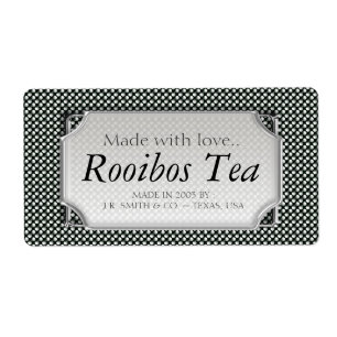 Zwarte witte poka-stippen Thee-wijn-fleslabels Etiket