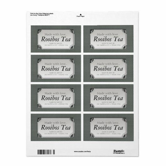 Zwarte witte poka-stippen Thee-wijn-fleslabels Etiket (Full Sheet)