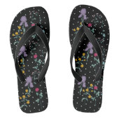 Zwarte Witte Polka Dot Wilde Bloem Teenslippers (Voetbed)