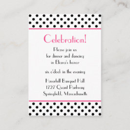 Zwarte Witte Polka Dots Bat Mitswa Receptie Kaart