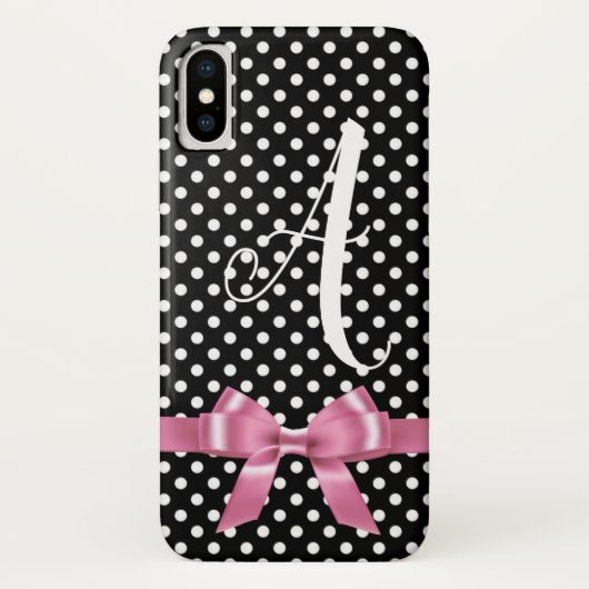 Zwarte witte polka stippen boog personaliseren alf Case-Mate iPhone case (Achterkant)