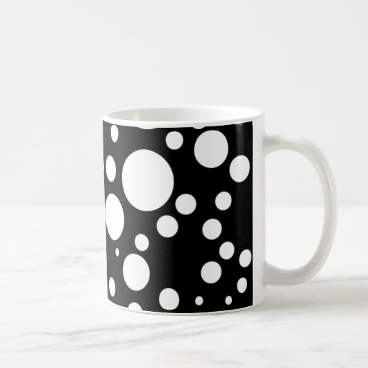 zwarte witte polka-stippen koffiemok (Rechts)
