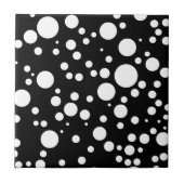 zwarte witte polka-stippen tegeltje (Voorkant)