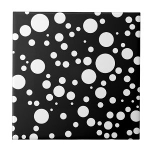 zwarte witte polka-stippen tegeltje