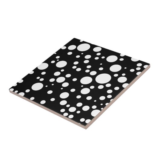 zwarte witte polka-stippen tegeltje (Zijkant)