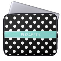 Zwarte witte pooldots #2 Turquoise naam monogram