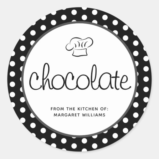 Zwarte witte pooldots Dessert Box Sticker Label (Voorkant)