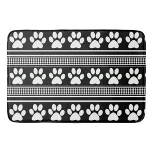 Zwarte witte poot print patroon grote badmat